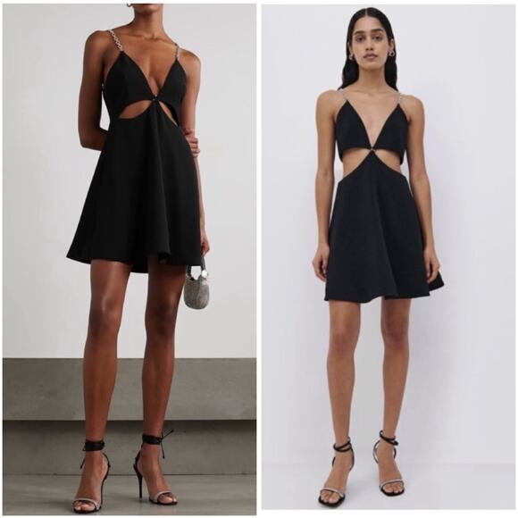 Jonathan Simkhai Ellis Black Chain Detail Cut Out Mini Dress 14 / Large - Picture 1 of 7